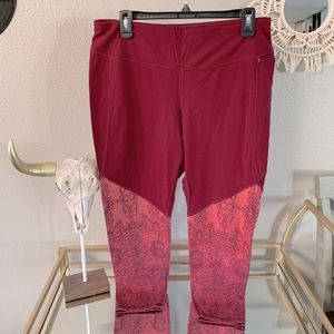 Calia by Carrie Underwood, burgundy and paisley pattern leggings